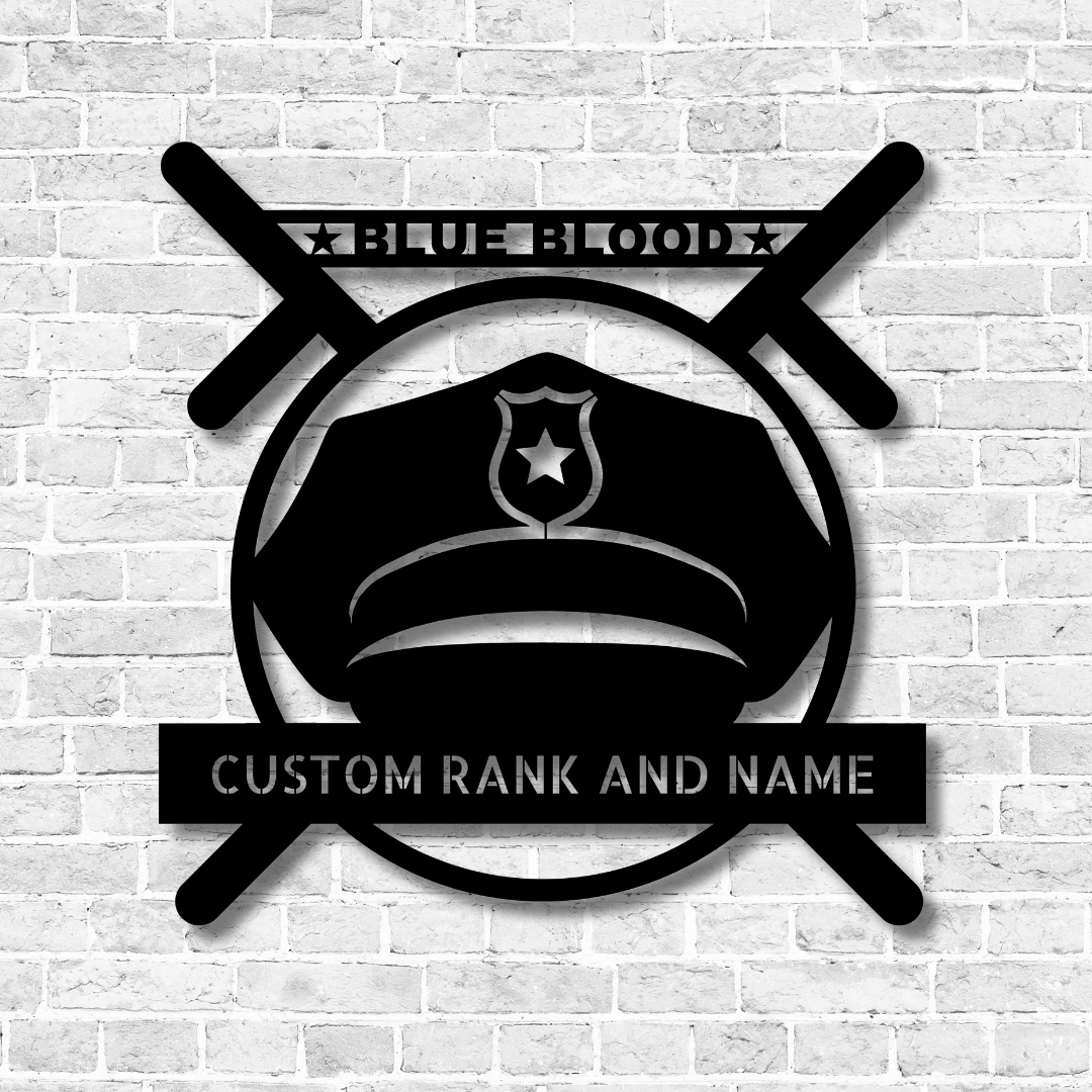 Personalized Metal Blue Blood Police Sign