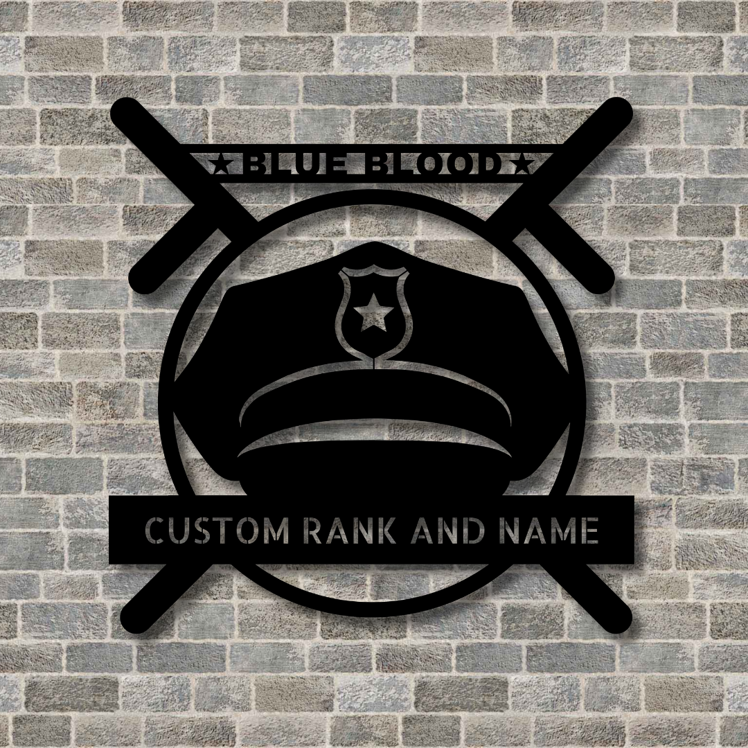 Personalized Metal Blue Blood Police Sign