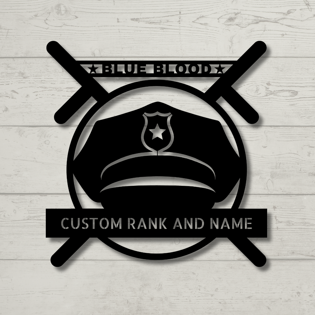 Personalized Metal Blue Blood Police Sign