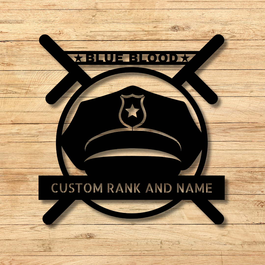 Personalized Metal Blue Blood Police Sign