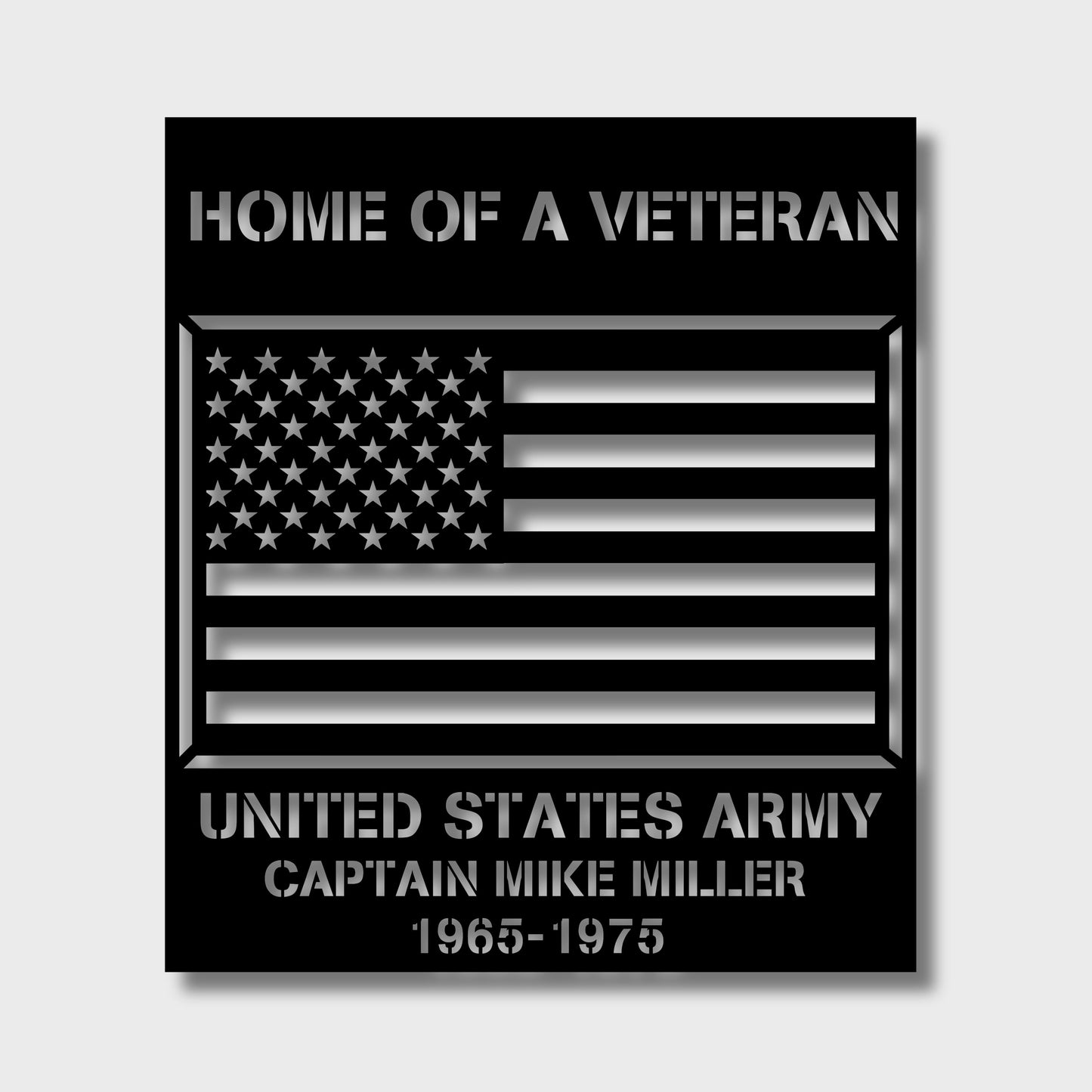 HOME OF A VETERAN PERSONALIZED AMERICAN FLAG STEEL WALL SIGN