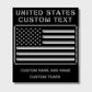 PERSONALIZED AMERICAN FLAG WITH SERVICE DATES STEEL WALL SIGN