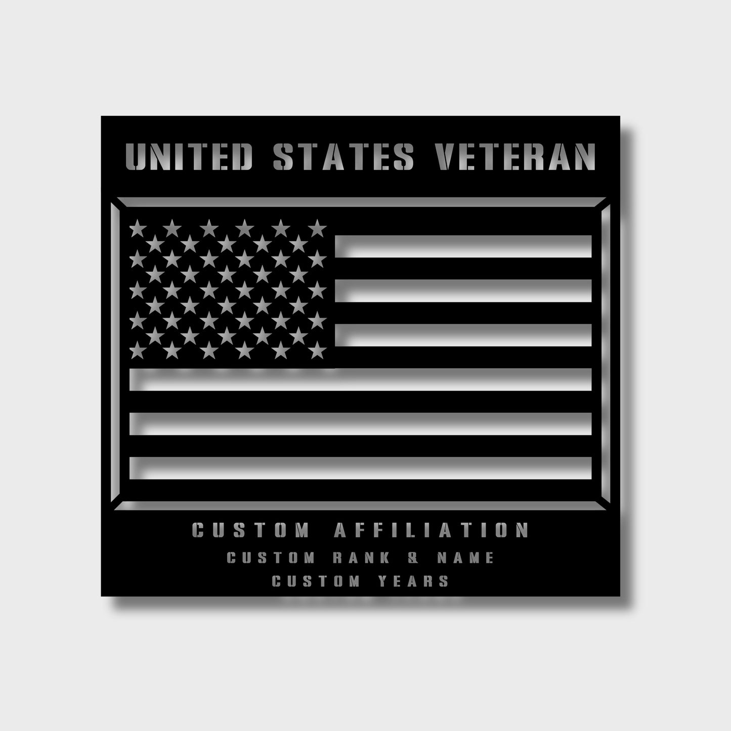 UNITED STATES VETERAN PERSONALIZED AMERICAN FLAG STEEL WALL SIGN