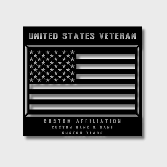 UNITED STATES VETERAN PERSONALIZED AMERICAN FLAG STEEL WALL SIGN