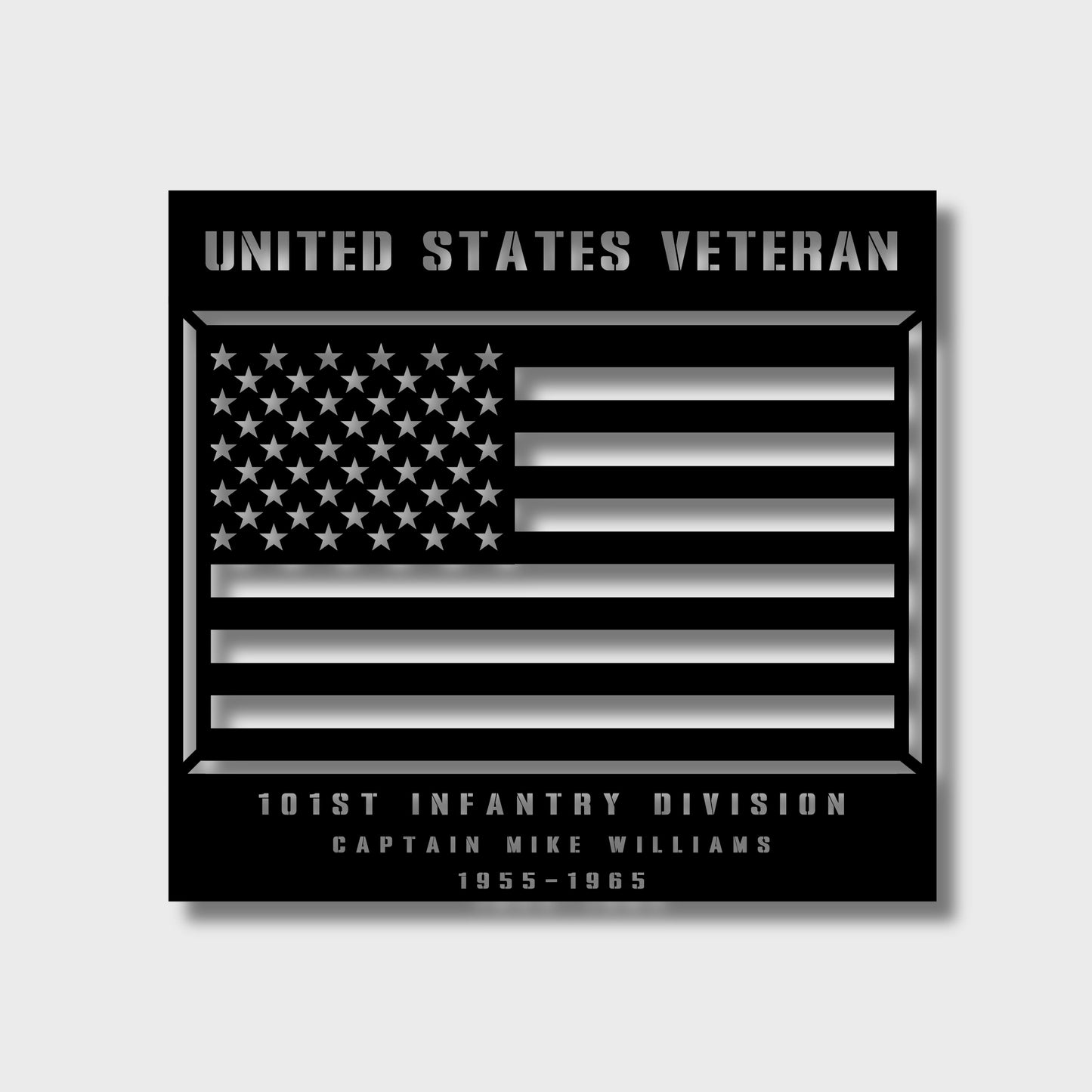 UNITED STATES VETERAN PERSONALIZED AMERICAN FLAG STEEL WALL SIGN